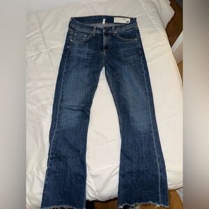 rag & bone women’s Dark Blue Jeans with frayed cuffs and a flair